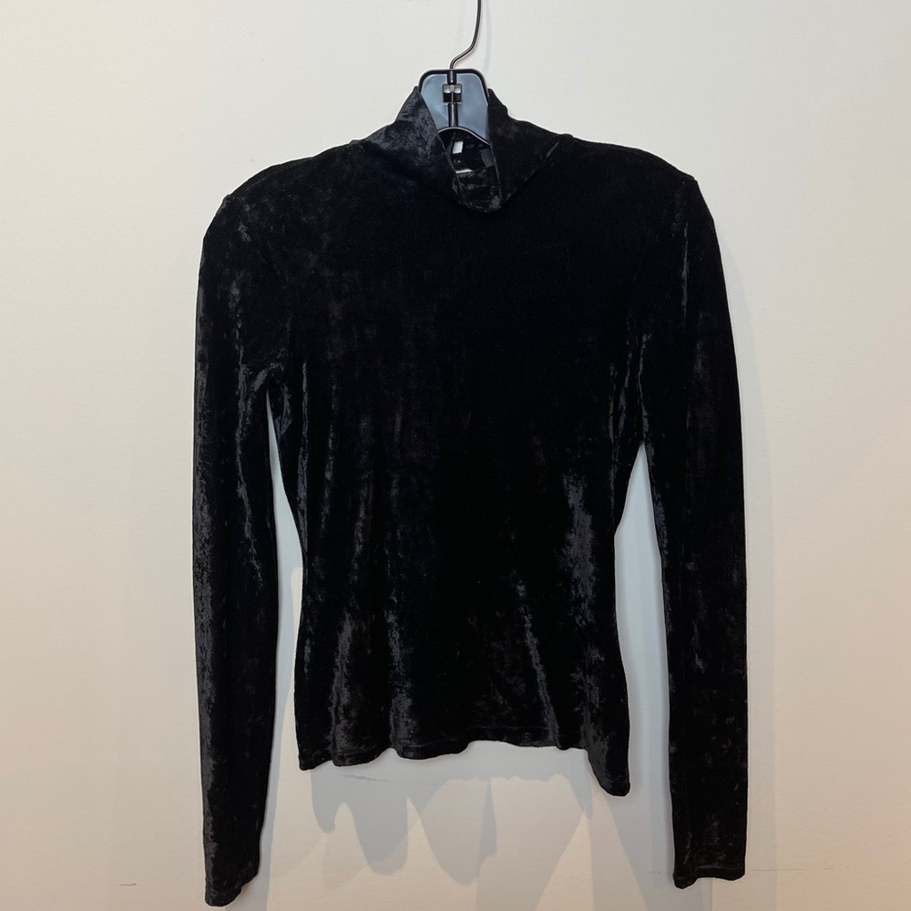 Theory Black Crushed Velvet Longsleeve Shirt